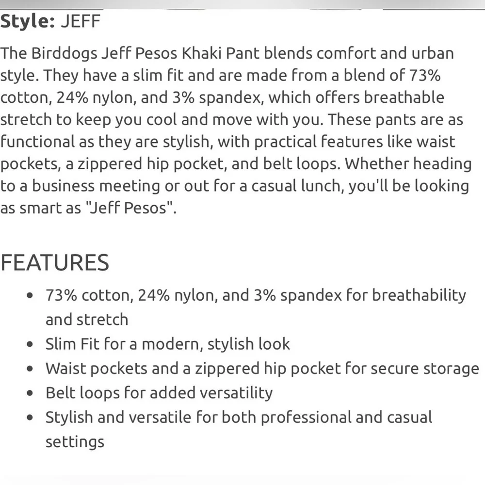 Birddogs Jeff Pesos Driftwood Khaki Performance Stretch Pants Men’s 34x30 Lined - Picture 13 of 13